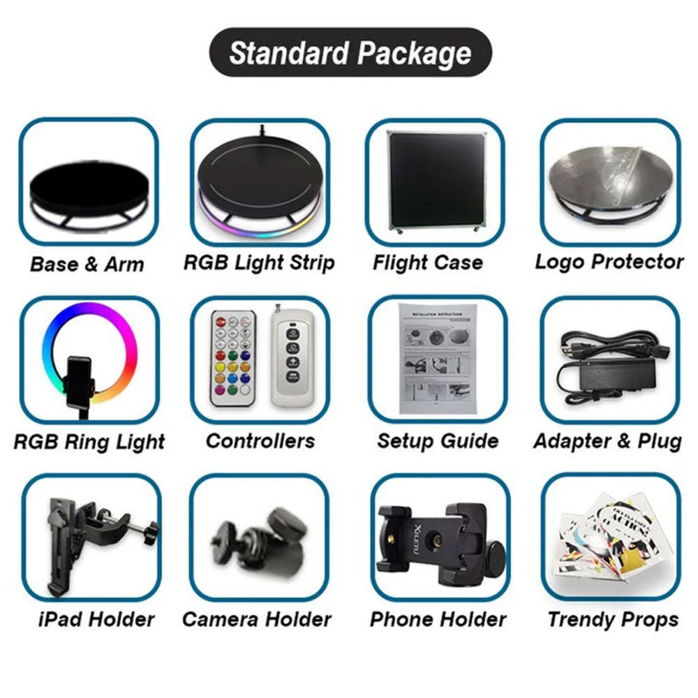 360 Video and Photo Booth Spinning Display Platform