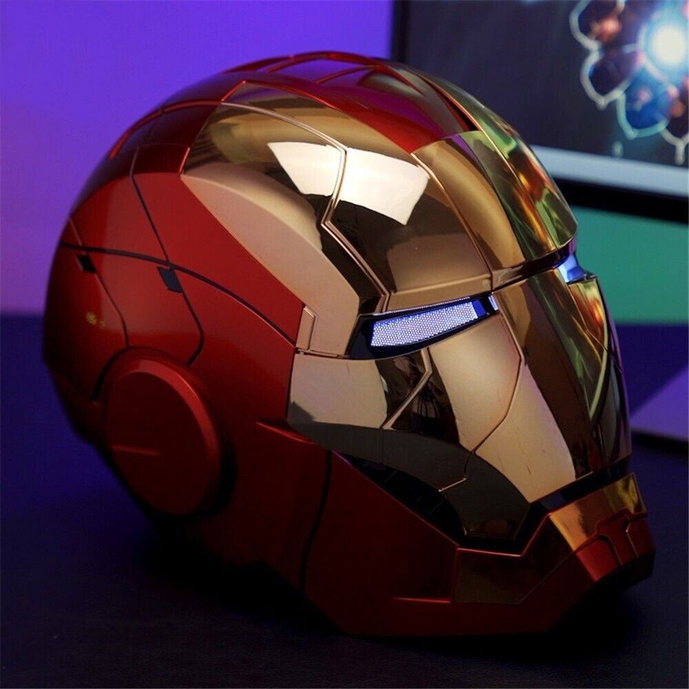 iron man gold helmet replica 1:1 MK50 Wearable Movie Prop You can use these controls to open the front mask and turn the combat mode on and off 1:1 Iron Man MK5 Wearable