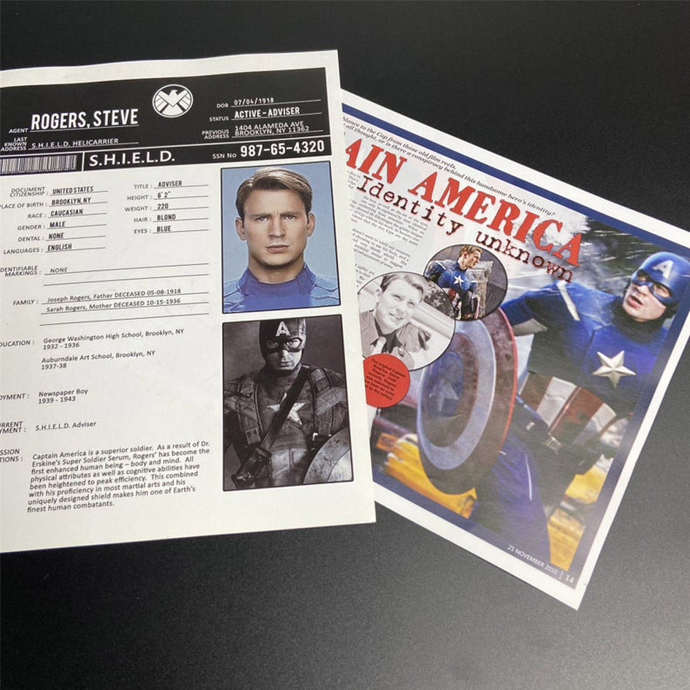 Captain America Steven Rogers Top Secret SHIELD Dossier Paper Props Replica