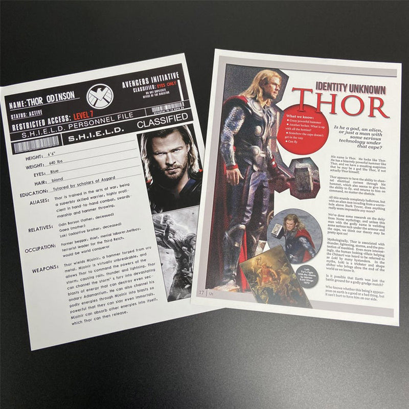 Thor Mjolnir Top Secret SHIELD Dossier Paper Props Replica